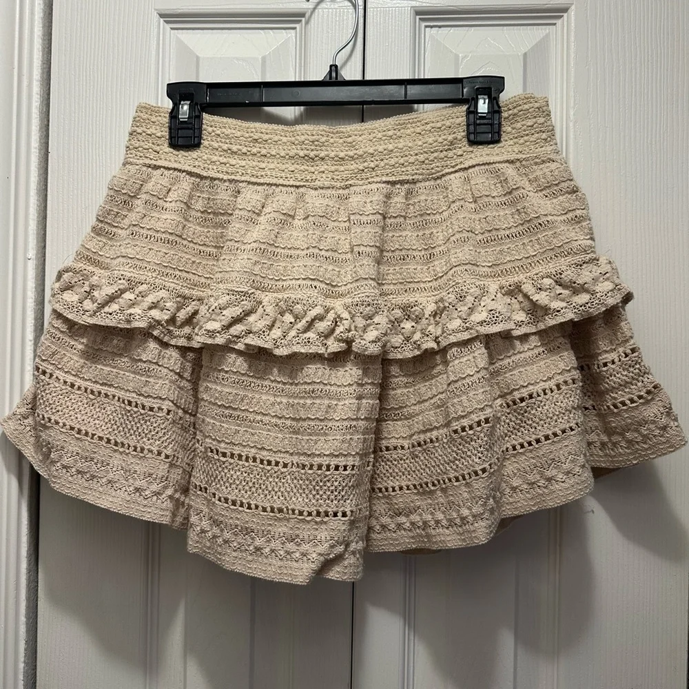Aerie Lace Ruffle Mini Skirt -‎ Sandalwood